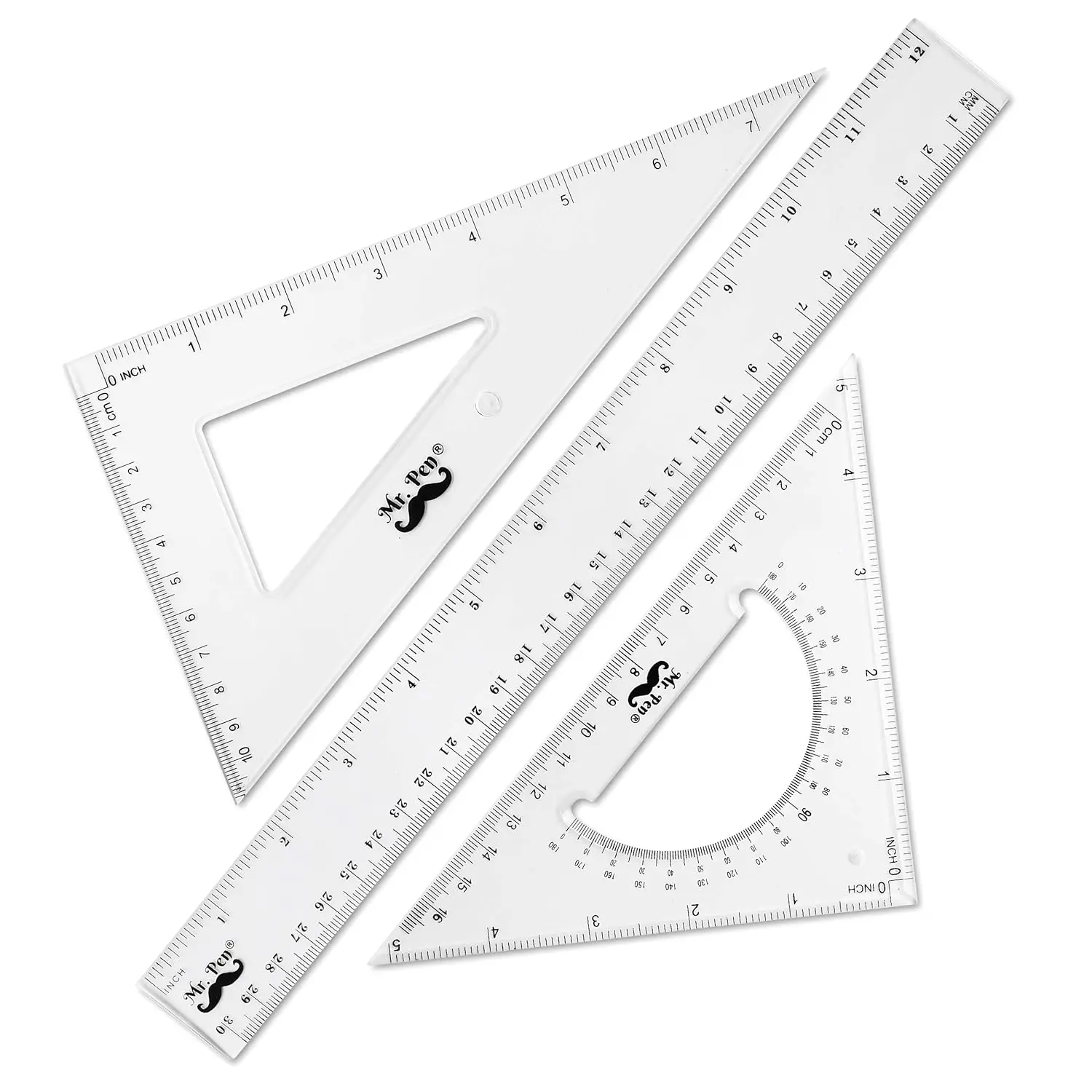 3-Pack Geometry Set: Triangle Ruler, Protractor, Square for Math and School Supplies
3-Pack Geometry Set: Triangle Ruler, Protractor, Square for Math and School Supplies