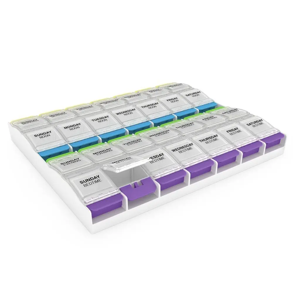 7-Day Pill Organizer, Vitamin Storage, Daily Medication Planner, 2X-Large Push Button, Arthritis Friendly, Easy Access, 4 Times
7-Day Pill Organizer, Vitamin Storage, Daily Medication Planner, 2X-Large Push Button, Arthritis Friendly, Easy Access, 4 Times