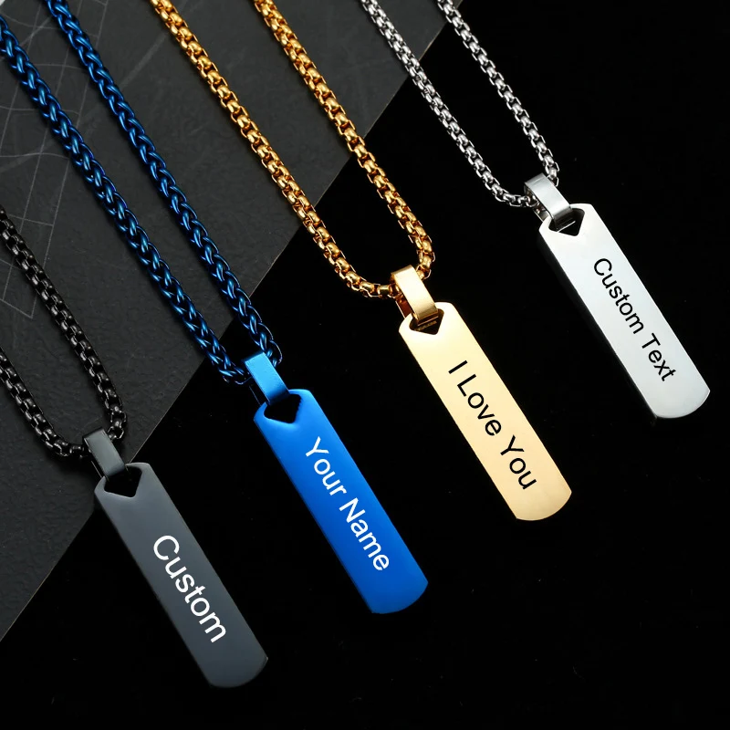 Custom 4x1x0.5cm Stainless Steel Glossy Rectangular Pendant Necklace for Men Women Simple Popular Street Party Punk Jewelry Gift
Custom 4x1x0.5cm Stainless Steel Glossy Rectangular Pendant Necklace for Men Women Simple Popular Street Party Punk Jewelry Gift