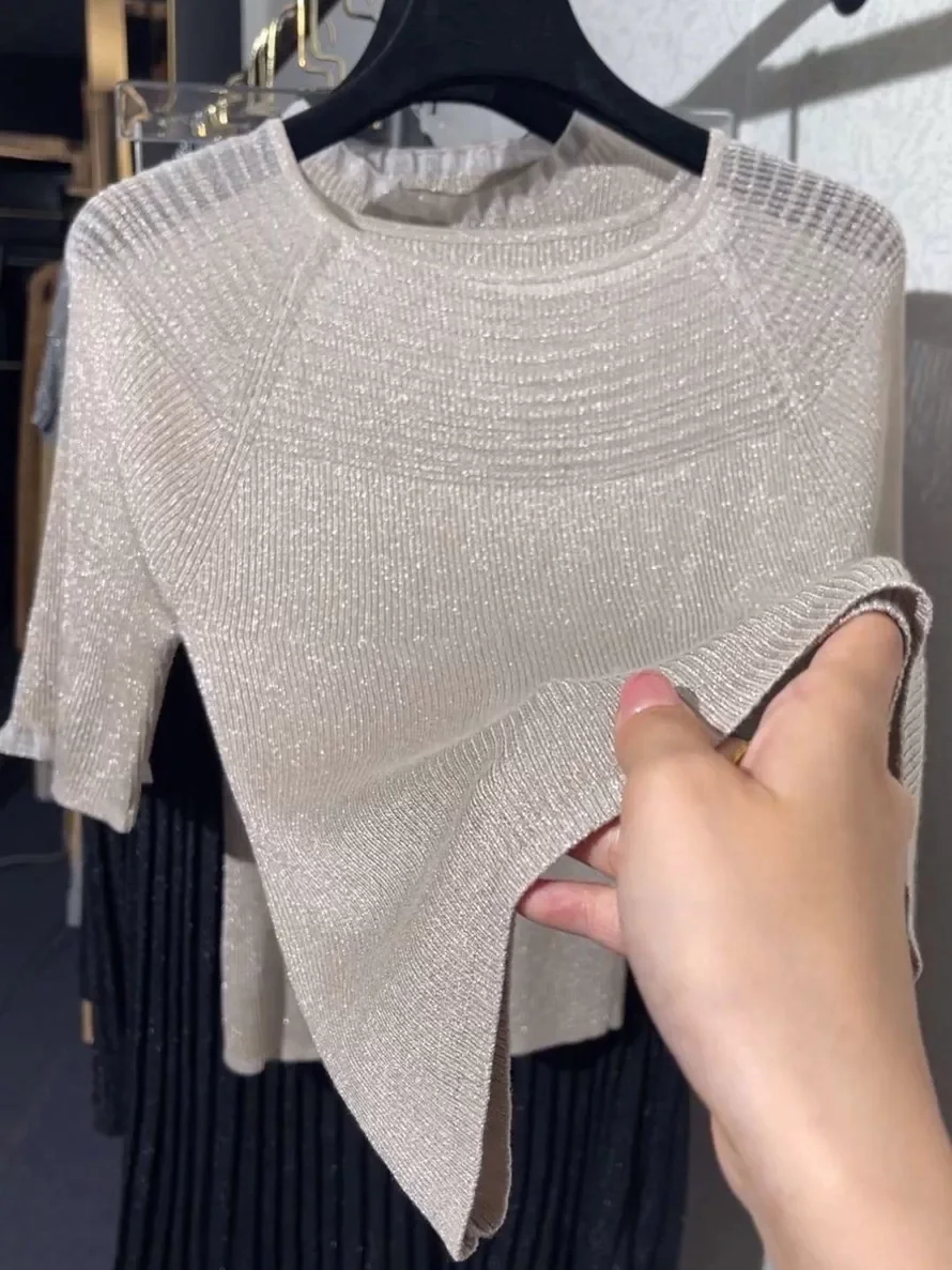 Fashionable Crystal Mesh round Neck Knitwear Women's Slimming Summer New Style Versatile Top Design Soft Polyester Fiber
Fashionable Crystal Mesh round Neck Knitwear Women's Slimming Summer New Style Versatile Top Design Soft Polyester Fiber