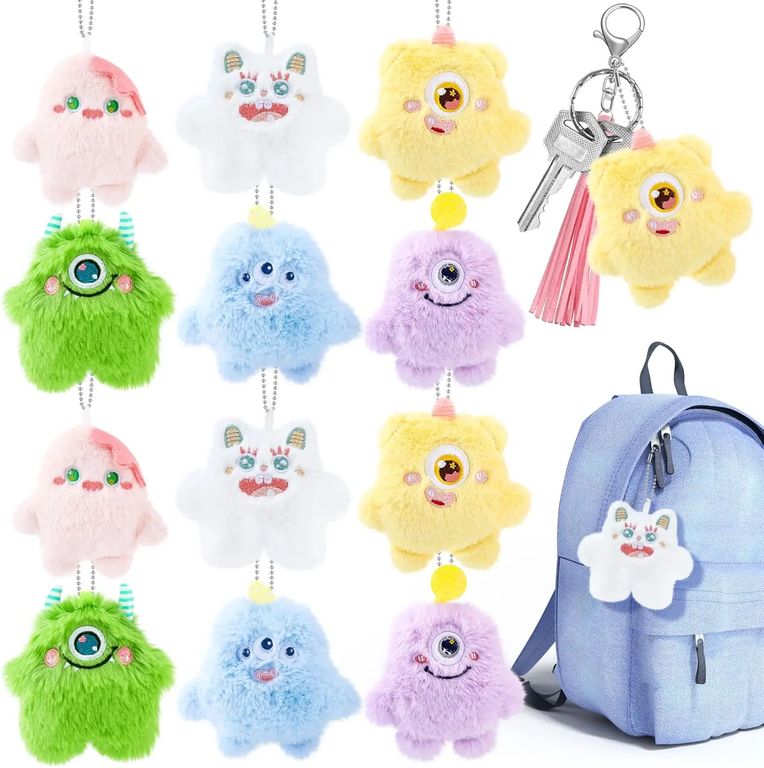 12 Cute Mini Plush Keychains for Backpacks, Bulk Stuffed Animals Party Favors
12 Cute Mini Plush Keychains for Backpacks, Bulk Stuffed Animals Party Favors