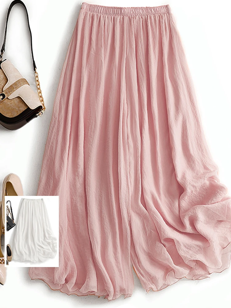 Artistic Pure Color Silk Linen Double Layer Straight Leg Wide Leg Pants Loose Driftin Casual Nine Point Trousers for Women
Artistic Pure Color Silk Linen Double Layer Straight Leg Wide Leg Pants Loose Driftin Casual Nine Point Trousers for Women