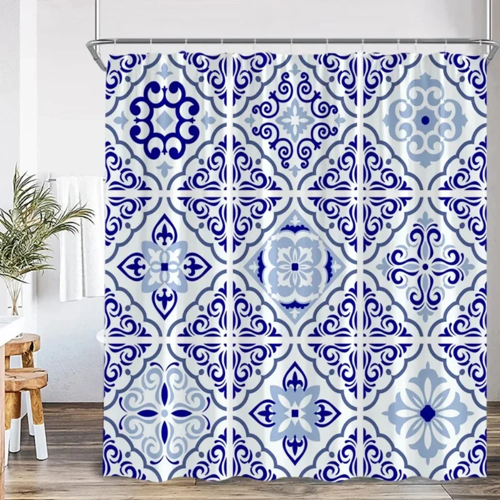 Blue Floral Shower Curtains Mandala Indian Ethnic Style Pattern Bath Curtain Set Modern Polyester Bathroom Decor with Hooks
Blue Floral Shower Curtains Mandala Indian Ethnic Style Pattern Bath Curtain Set Modern Polyester Bathroom Decor with Hooks