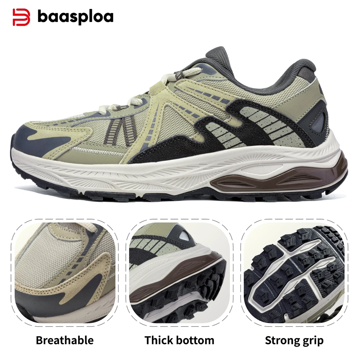 Baasploa New Men Outdoor Sneakers Casual Lightweight Breathable Running Shoes Male Comfort Non-Slip Vintage Sports Shoes
Baasploa New Men Outdoor Sneakers Casual Lightweight Breathable Running Shoes Male Comfort Non-Slip Vintage Sports Shoes