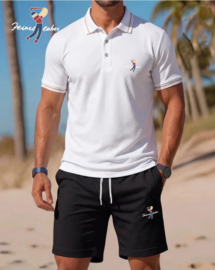 Men's Summer Beach Casual 2 Piece Polo Shirt & Shorts Set, Trendy Matching Outfit for Daily Wear
Men's Summer Beach Casual 2 Piece Polo Shirt & Shorts Set, Trendy Matching Outfit for Daily Wear