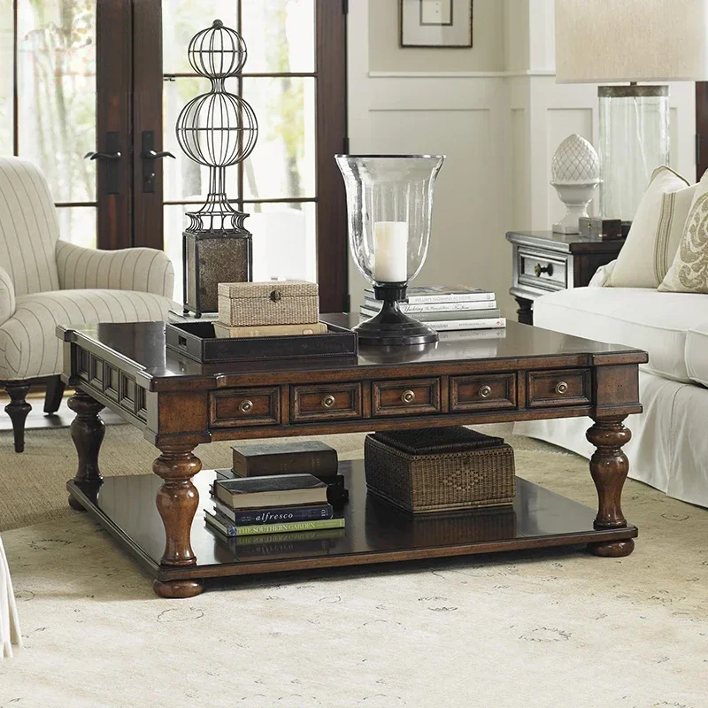Customized rural American-style retro all-solid wood square coffee table villa 1.2 meters generous living room
Customized rural American-style retro all-solid wood square coffee table villa 1.2 meters generous living room