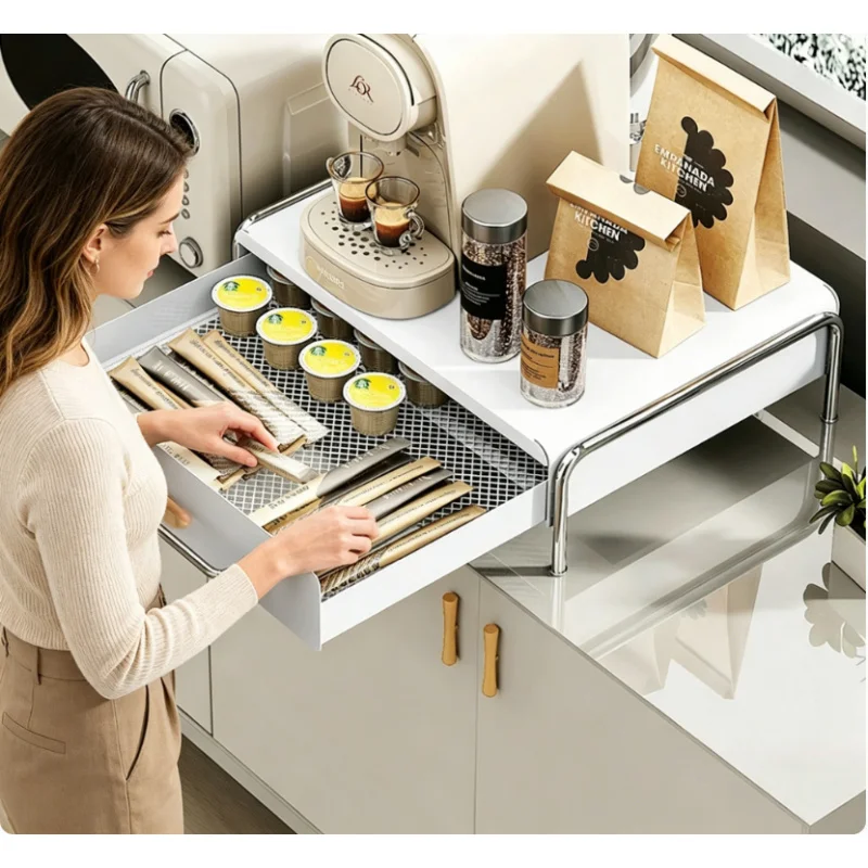 Tabletop Coffee Machine Base Shelf, Drawer Type Coffee Capsule & Tea Bag Storage Box
Tabletop Coffee Machine Base Shelf, Drawer Type Coffee Capsule & Tea Bag Storage Box