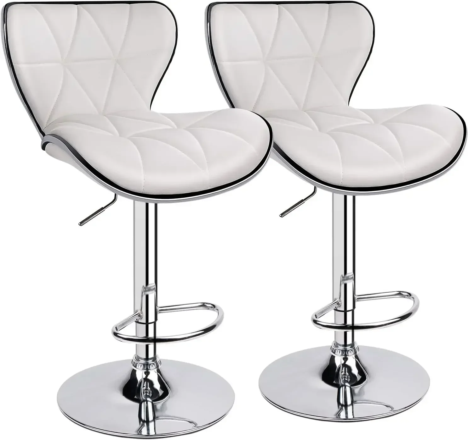 Shell Back Adjustable Swivel Bar Stools, PU Leather Padded with Back, Set of 2 (White)
Shell Back Adjustable Swivel Bar Stools, PU Leather Padded with Back, Set of 2 (White)