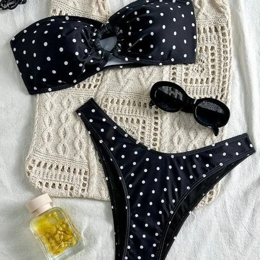 2026 Bikini Woman 2025 Swimsuit Women Printed Bikinis Black Bandeau Top Thong Bottom Swimwear Polka Dot Two Piece High Cut
2026 Bikini Woman 2025 Swimsuit Women Printed Bikinis Black Bandeau Top Thong Bottom Swimwear Polka Dot Two Piece High Cut