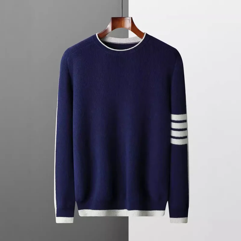 Men'S% Wool Sweater Round Neck Thickened Warm Pullover Color Block Loose Casual Knitted Base Shirt Sweater
Men'S% Wool Sweater Round Neck Thickened Warm Pullover Color Block Loose Casual Knitted Base Shirt Sweater