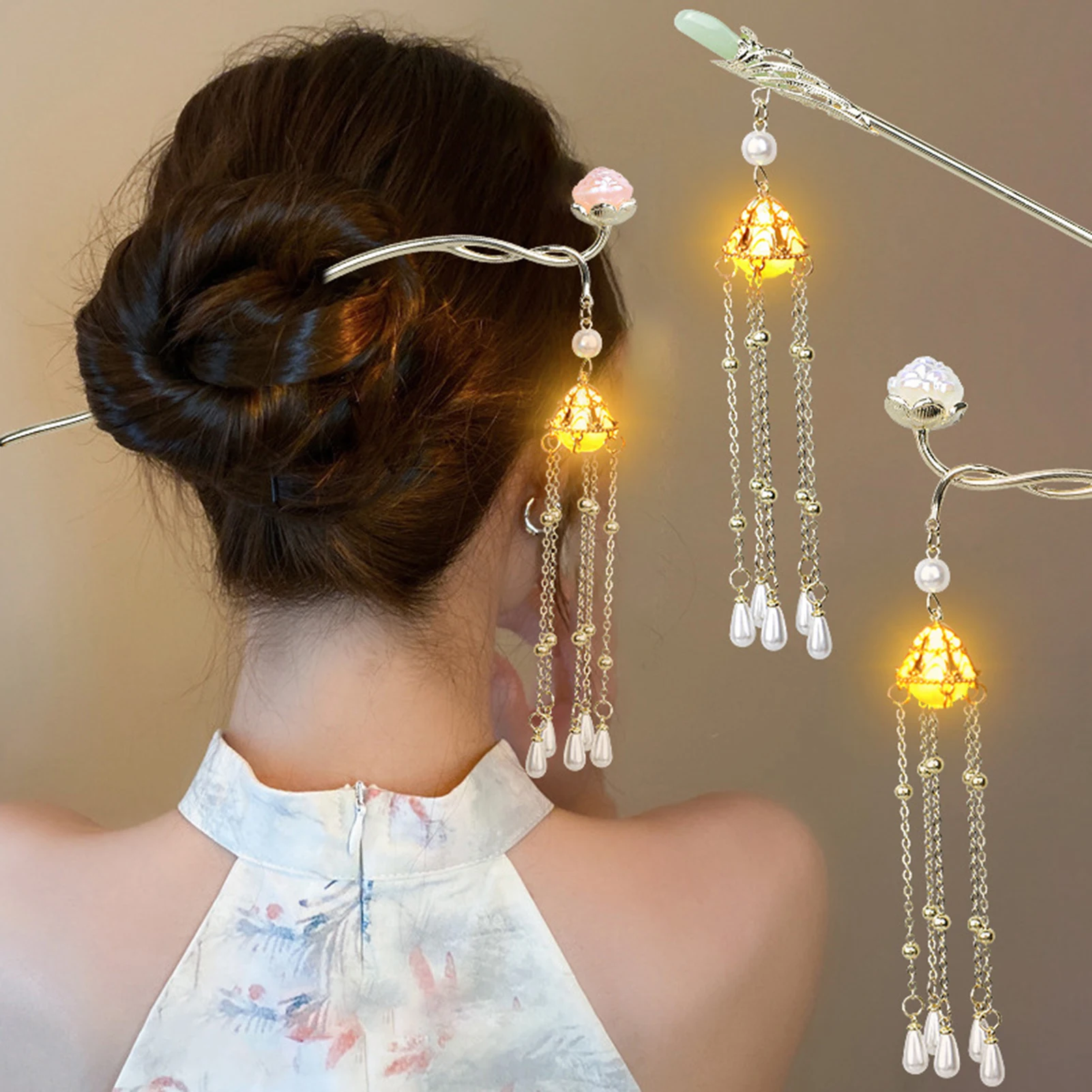 Chinese Style Luminous Lantern Hair Sticks Ancient Flower Tassel Hairpin Forks Hair Accessories Retro Cheongsam Hair Bun Jewelry
Chinese Style Luminous Lantern Hair Sticks Ancient Flower Tassel Hairpin Forks Hair Accessories Retro Cheongsam Hair Bun Jewelry
