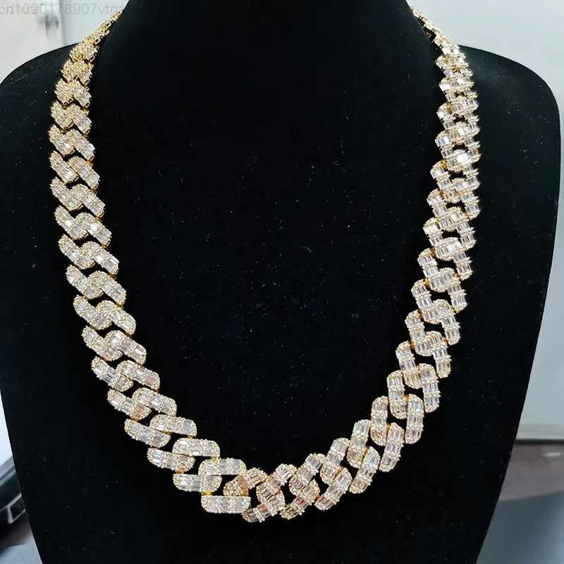 Customized Style Rapper Luxury Jewelry 18mm Width Baguette Moissanite Diamond Iced Out Miami Cuban Link Chain
Customized Style Rapper Luxury Jewelry 18mm Width Baguette Moissanite Diamond Iced Out Miami Cuban Link Chain