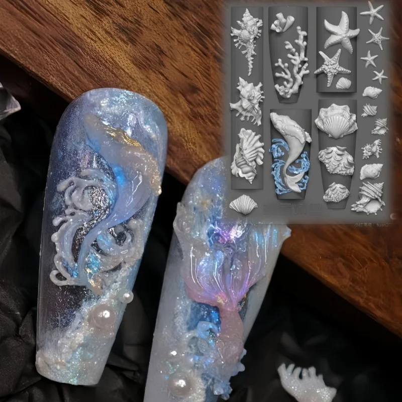 1 Pc Ocean-Style Silicone Nail Mold Summer Shell Beauty Fish Tail Conch Starfish Nail Art 3D Decoration Original Nail Mold
1 Pc Ocean-Style Silicone Nail Mold Summer Shell Beauty Fish Tail Conch Starfish Nail Art 3D Decoration Original Nail Mold