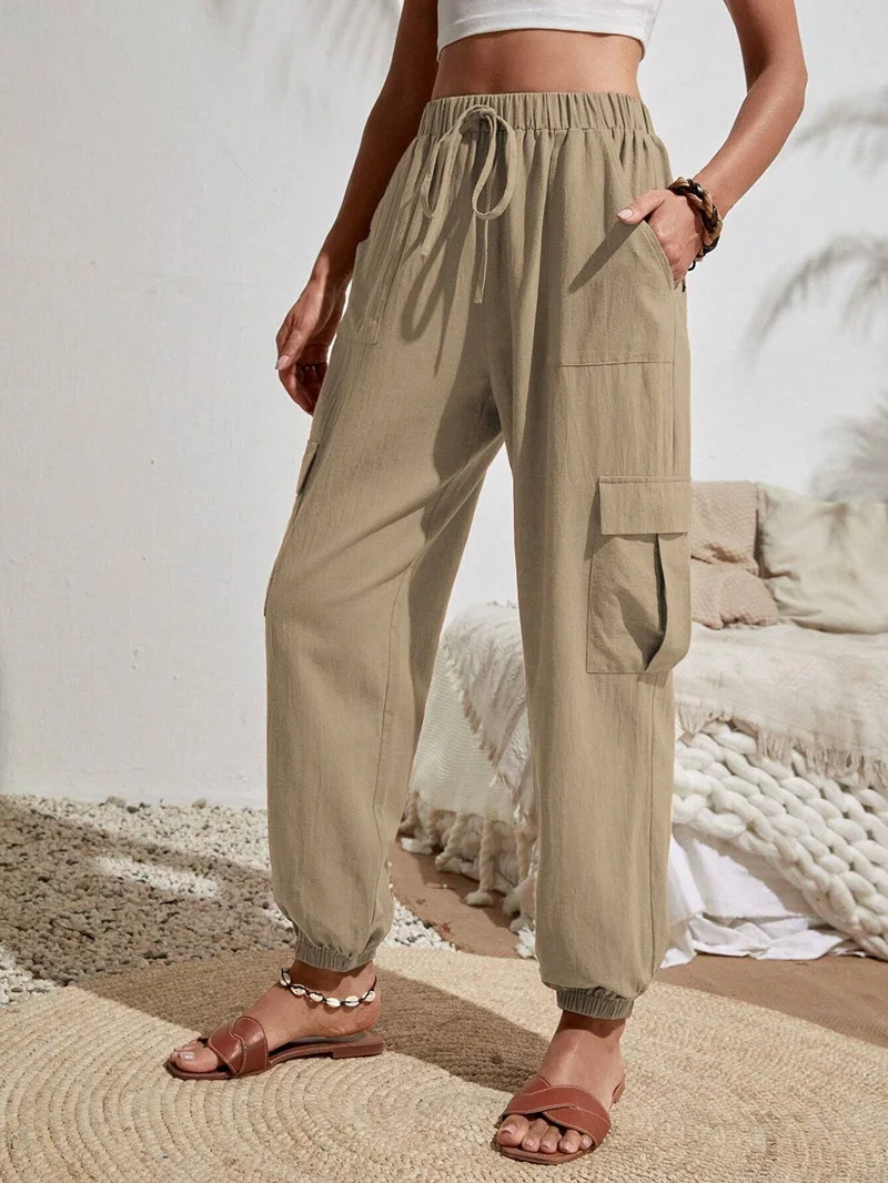 New Women's Pants Casual Nine-Point Pants Pocket Elastic Waist Black Casual Street Solid Color Basic Pants for Female
New Women's Pants Casual Nine-Point Pants Pocket Elastic Waist Black Casual Street Solid Color Basic Pants for Female