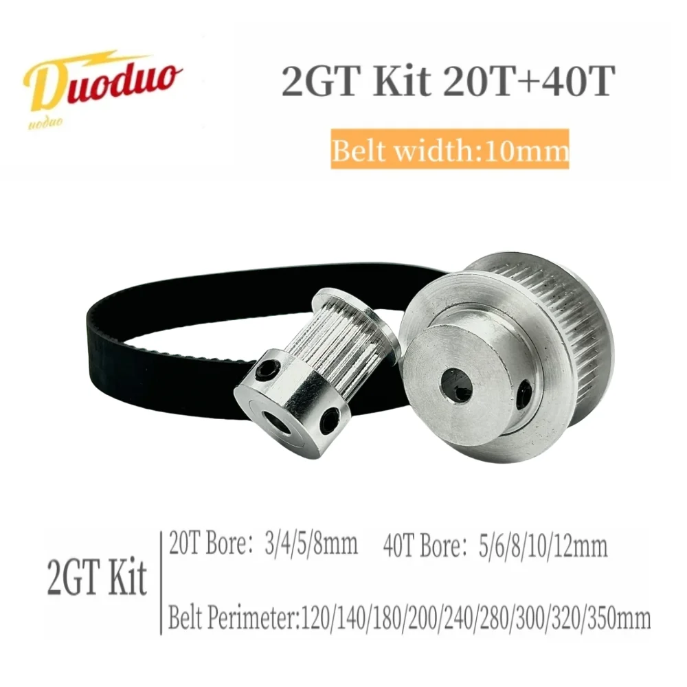 2GT Timing Belt Pulley Set Tensioning Wheel Bore 3~12mm Reduction 2:1GT2 Synchronous Pulley Belt Kit 40T 20Teeth Belt Width 10mm
2GT Timing Belt Pulley Set Tensioning Wheel Bore 3~12mm Reduction 2:1GT2 Synchronous Pulley Belt Kit 40T 20Teeth Belt Width 10mm