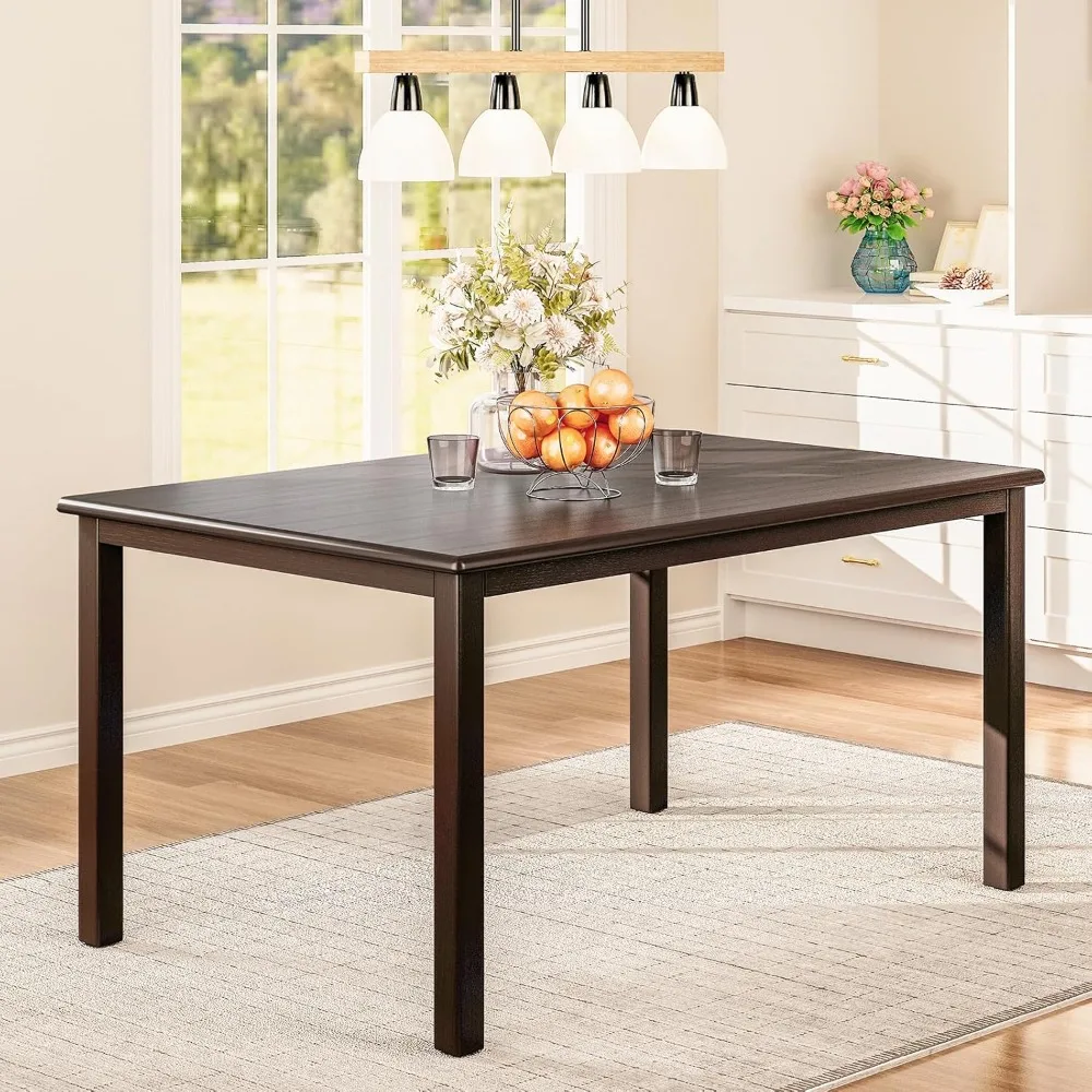 Rectangle Dining Table for 6, 60 Inch Wooden Kitchen Table with Wood Legs, Farmhouse Dinner Table for Dining Room, Brown
Rectangle Dining Table for 6, 60 Inch Wooden Kitchen Table with Wood Legs, Farmhouse Dinner Table for Dining Room, Brown