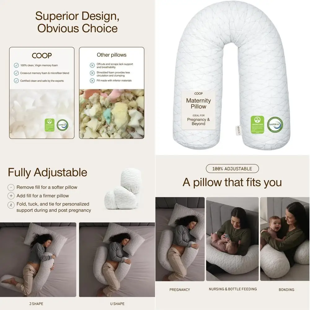 Memory Foam Maternity Pillow with Washable Cover, Full Body Support for Pregnancy and Side Sleepers
Memory Foam Maternity Pillow with Washable Cover, Full Body Support for Pregnancy and Side Sleepers