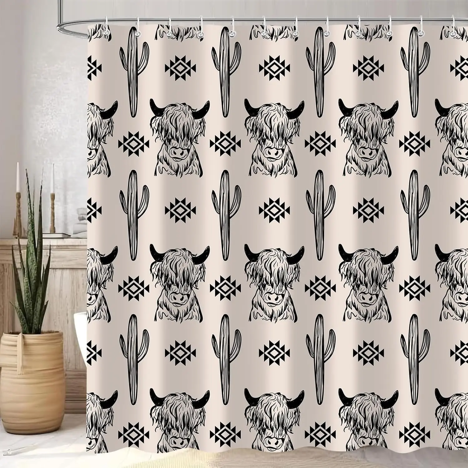 Симпатичная занавеска для душа с хайлендской коровой, кактус, западный ацтекский крупный рогатый скот, сельскохозяйственные животные, юго-западные богемные занавески для ванной комнаты, водонепроницаемые
Симпатичная занавеска для душа с хайлендской коровой, кактус, западный ацтекский крупный рогатый скот, сельскохозяйственные животные, юго-западные богемные занавески для ванной комнаты, водонепроницаемые