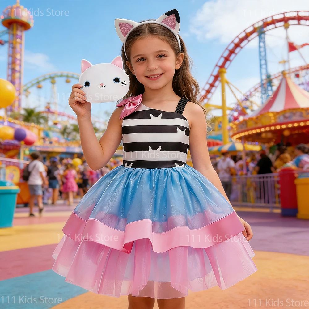 Girls Summer Princess Dress Cat Striped Tutu Skirt with Accessories Birthday Party Carnival Cosplay Costume
Girls Summer Princess Dress Cat Striped Tutu Skirt with Accessories Birthday Party Carnival Cosplay Costume
