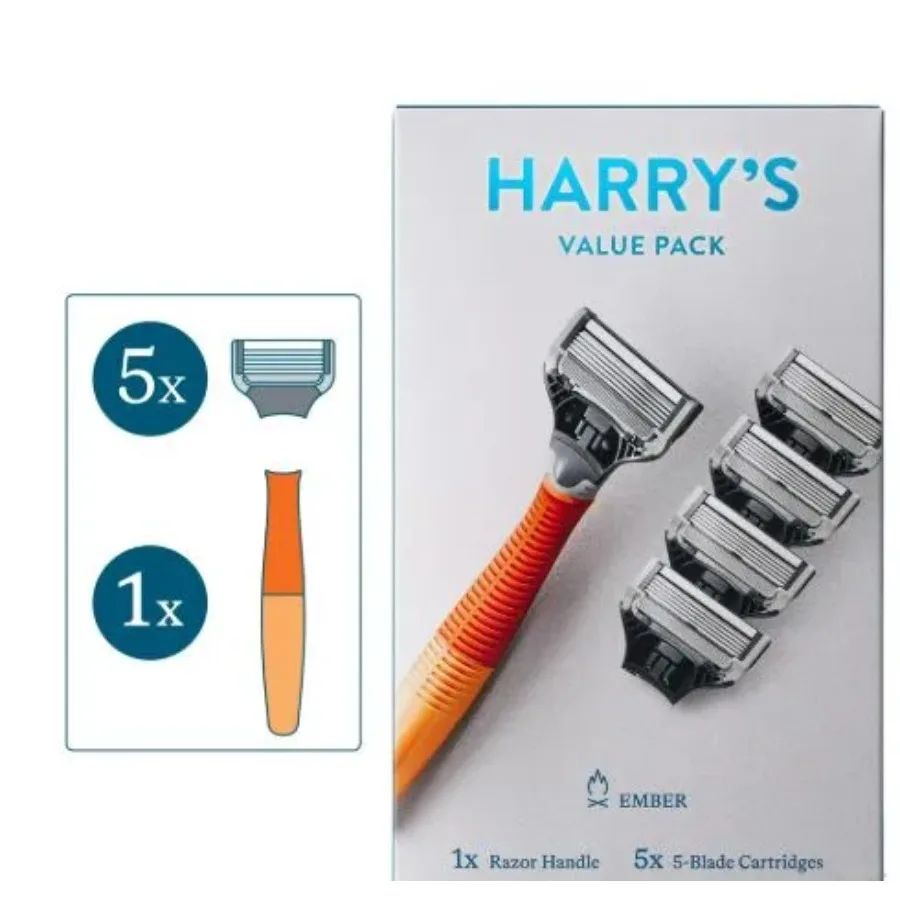 Бритва для бритья Harry's для мужчин с 5 картриджами для заправки лезвий Ember Orange
Бритва для бритья Harry's для мужчин с 5 картриджами для заправки лезвий Ember Orange
