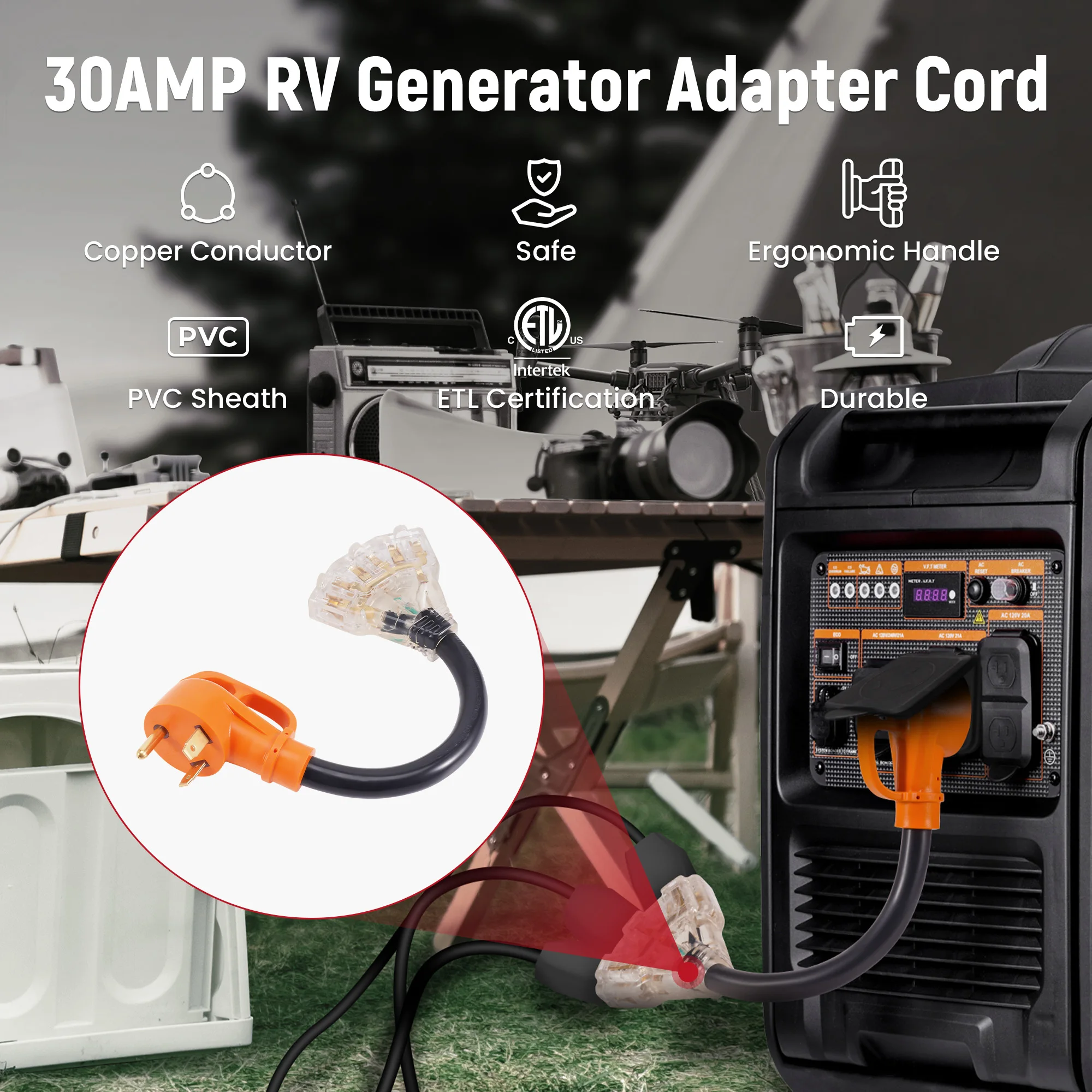 Адаптер питания генератора 30А на 15А для MXR3500, MXR3800, MXR4800IE, MXR5000IE
Адаптер питания генератора 30А на 15А для MXR3500, MXR3800, MXR4800IE, MXR5000IE