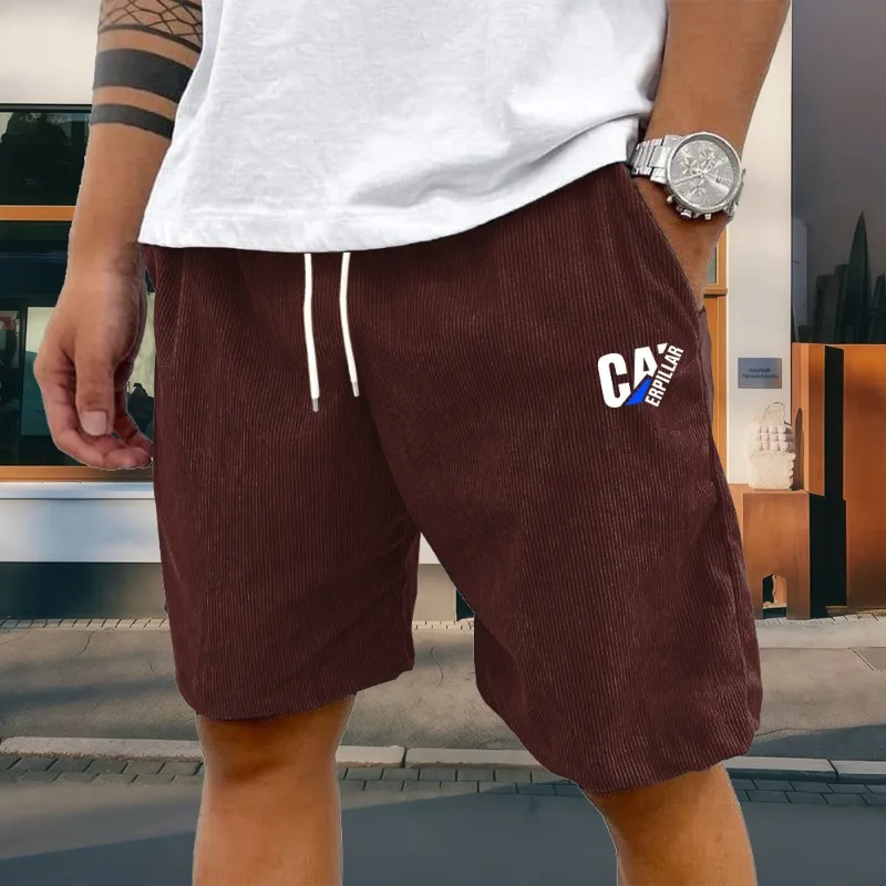 Men's corduroy shorts with CAT printed letters, casual and loose stretch beach pants, waist drawstring style, breathable
Men's corduroy shorts with CAT printed letters, casual and loose stretch beach pants, waist drawstring style, breathable