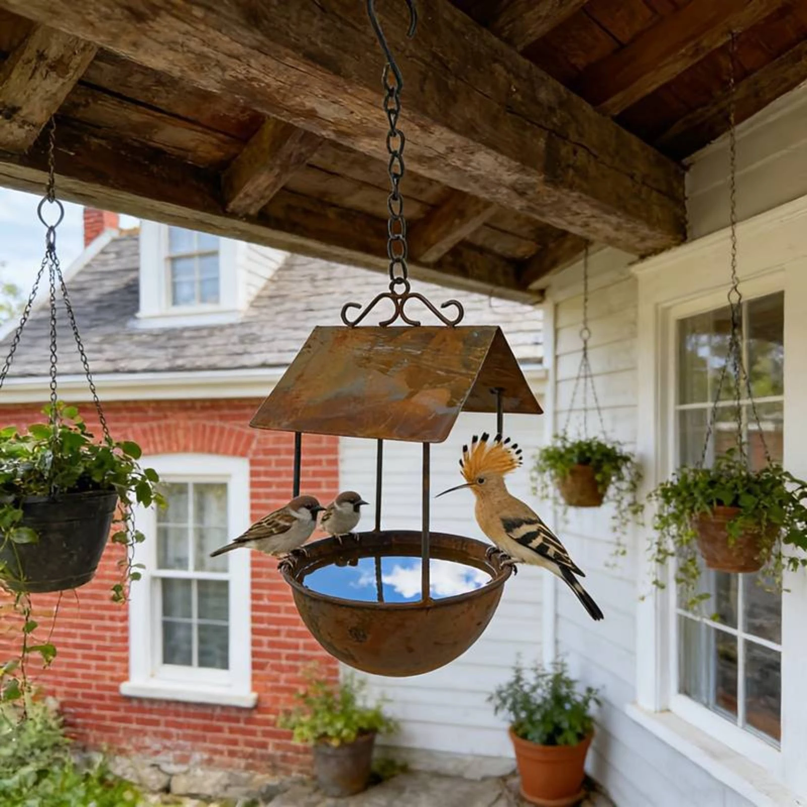 Rusted Iron Bird Feeder Outdoor Use Metal Bird Feeder Garden Decor Sloped Roof Heavy Duty for Yard
Rusted Iron Bird Feeder Outdoor Use Metal Bird Feeder Garden Decor Sloped Roof Heavy Duty for Yard