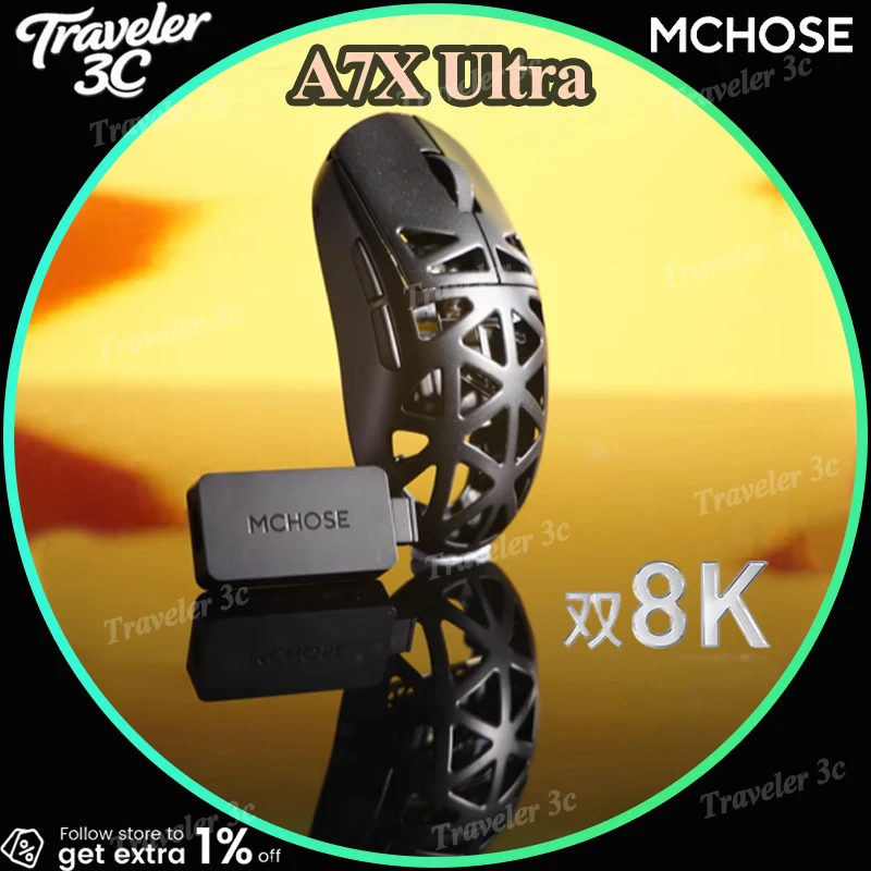 2025 NEW MCHOSE A7X Ultra Tri Mode Wireless Mouse Mouse Paw3950 TI 8000Hz Magnesium Alloy Hollow Out 53g Gaming Mice 500mah
2025 NEW MCHOSE A7X Ultra Tri Mode Wireless Mouse Mouse Paw3950 TI 8000Hz Magnesium Alloy Hollow Out 53g Gaming Mice 500mah