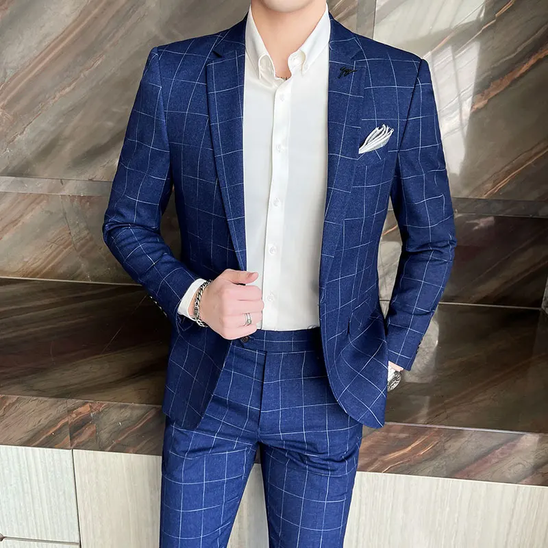 (Jackets+Pants) 2022 Men plaid business Blazers/Male slim fit pure cotton three-piece suit/Man plaid groom dress S-4XL
(Jackets+Pants) 2022 Men plaid business Blazers/Male slim fit pure cotton three-piece suit/Man plaid groom dress S-4XL