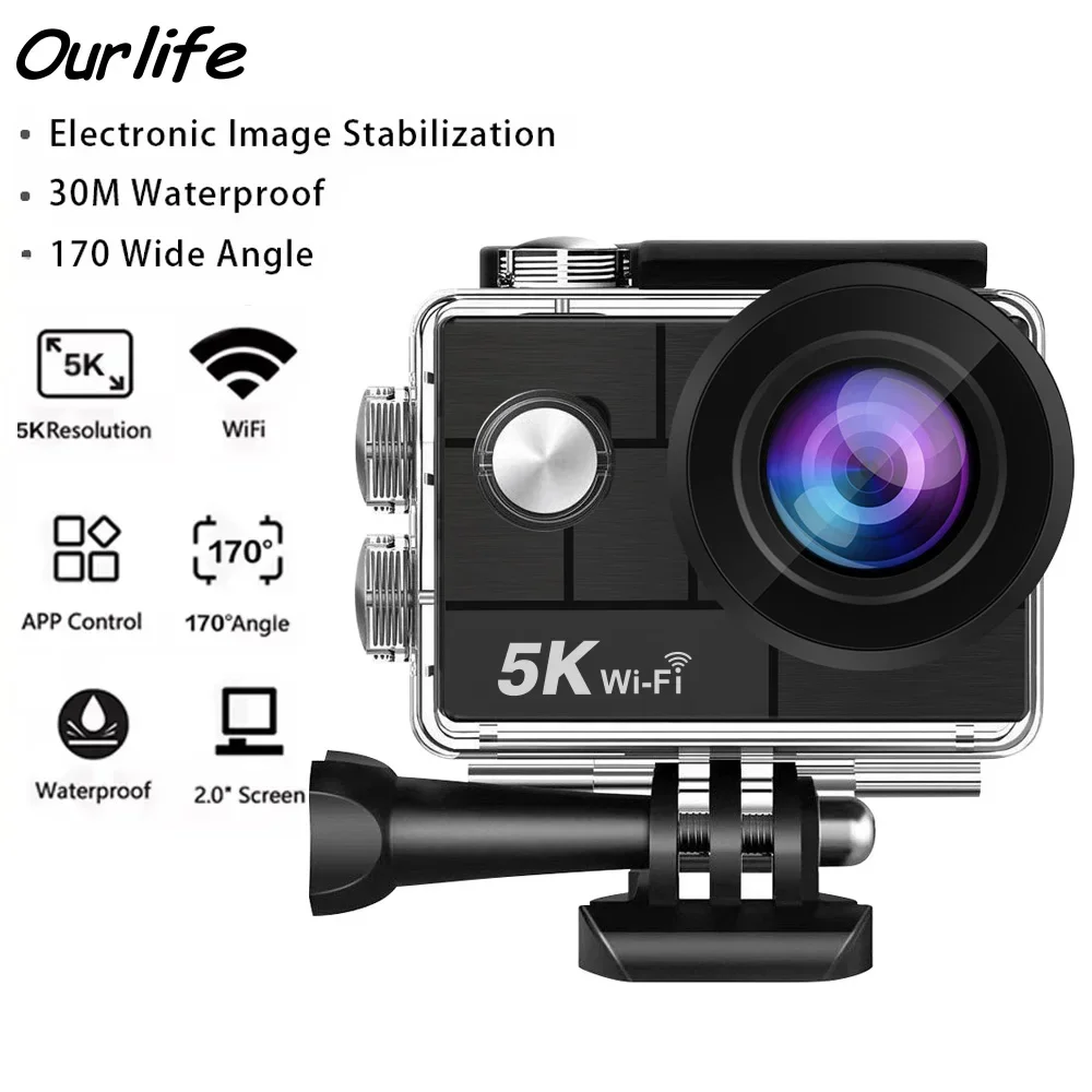 Экшн-камера Ourlife 5K30 кадров в секунду 2.0 с ЖК-экраном WiFi 170 ° Веб-камера DVR, водонепроницаемая спортивная камера с 5-кратным зумом, 30 м, с дистанционным управлением
Экшн-камера Ourlife 5K30 кадров в секунду 2.0 с ЖК-экраном WiFi 170 ° Веб-камера DVR, водонепроницаемая спортивная камера с 5-кратным зумом, 30 м, с дистанционным управлением