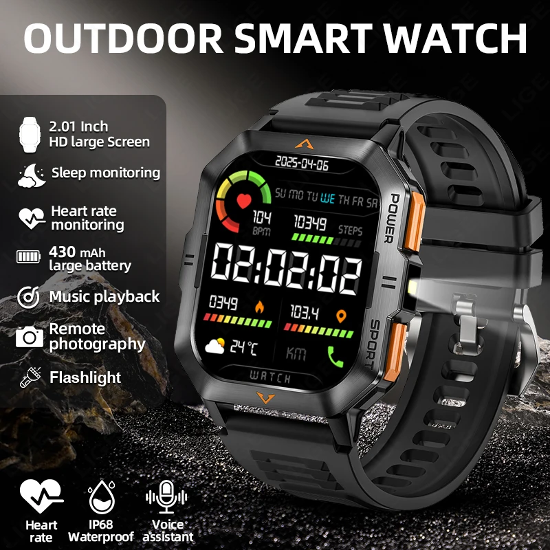 LIGE Smart Watch Original Multiple Sports Modes Bluetooth Call 2.01 Inch HD large Screen smartwatch for men For Android And l0S