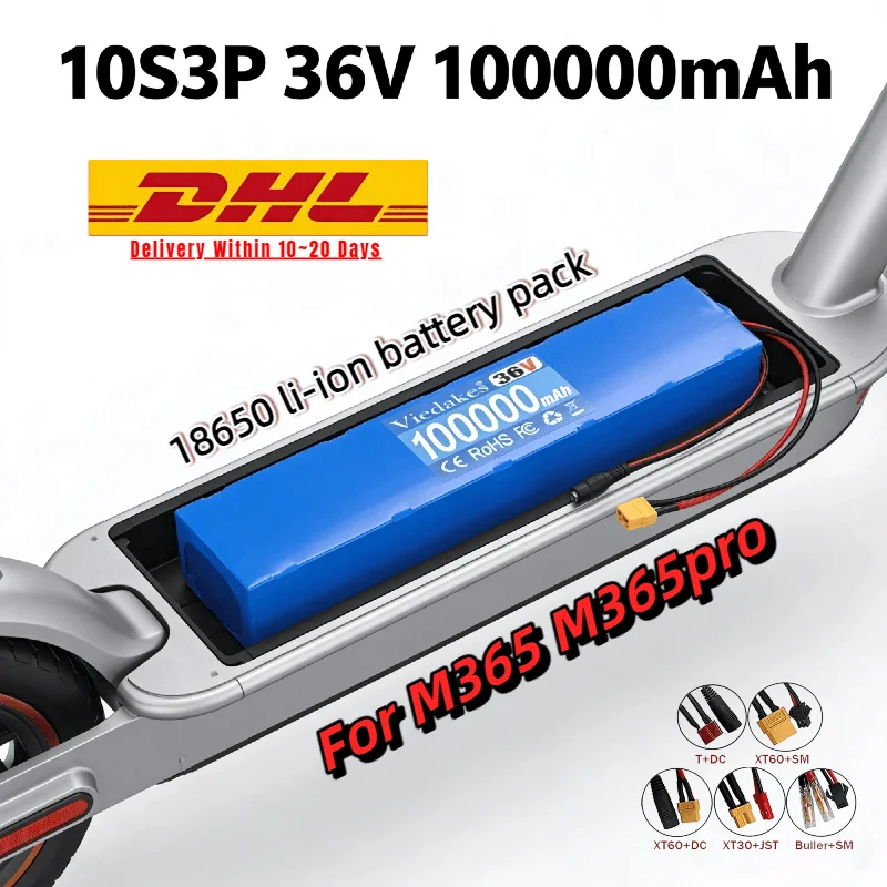Bestseller 10S3P 18650 Li-ion Battery Pack CE Certified 36V100000mAh Power Source for M365 M365Pro Electric Scooter Upgrade Kit
Bestseller 10S3P 18650 Li-ion Battery Pack CE Certified 36V100000mAh Power Source for M365 M365Pro Electric Scooter Upgrade Kit