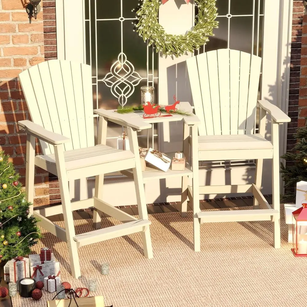 Pair of High Bar Adirondack Chairs with Side Tables and Umbrella Hole, Durable Outdoor Patio Furniture, White
Pair of High Bar Adirondack Chairs with Side Tables and Umbrella Hole, Durable Outdoor Patio Furniture, White