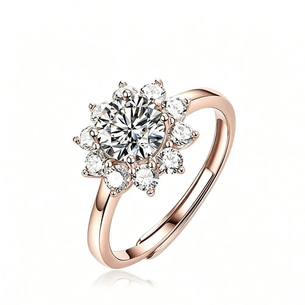 925 Sterling Silver Sunflower Adjustable Rose Gold Color Ring D VVS1 Moissanite Multi Tone Engagement Fine Jewelry For Women
925 Sterling Silver Sunflower Adjustable Rose Gold Color Ring D VVS1 Moissanite Multi Tone Engagement Fine Jewelry For Women