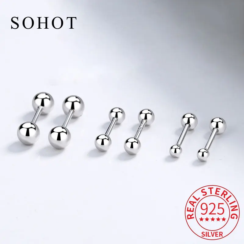 Classic Real 925 Sterling Silver Round Screw Bead Stud Earrings For Fashion Women Classic Fine Jewelry Minimalist Accessories
Classic Real 925 Sterling Silver Round Screw Bead Stud Earrings For Fashion Women Classic Fine Jewelry Minimalist Accessories