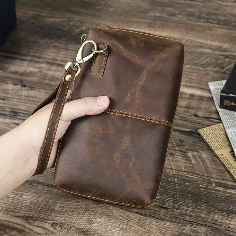 Crazy Horse Leather Genuine Cowhide Wristlet Clutch Durable Multi-purpose Wallet Phone Pouch for MenDaily Use Travel Purse Bag
Crazy Horse Leather Genuine Cowhide Wristlet Clutch Durable Multi-purpose Wallet Phone Pouch for MenDaily Use Travel Purse Bag
