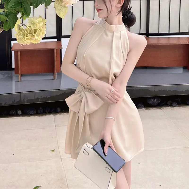 Women's O-Neck Sleeveless Dresses, Elegant A-line Skirt, Monochromatic, Sexy, Temperament, Summer Fashion, Clothes
Women's O-Neck Sleeveless Dresses, Elegant A-line Skirt, Monochromatic, Sexy, Temperament, Summer Fashion, Clothes