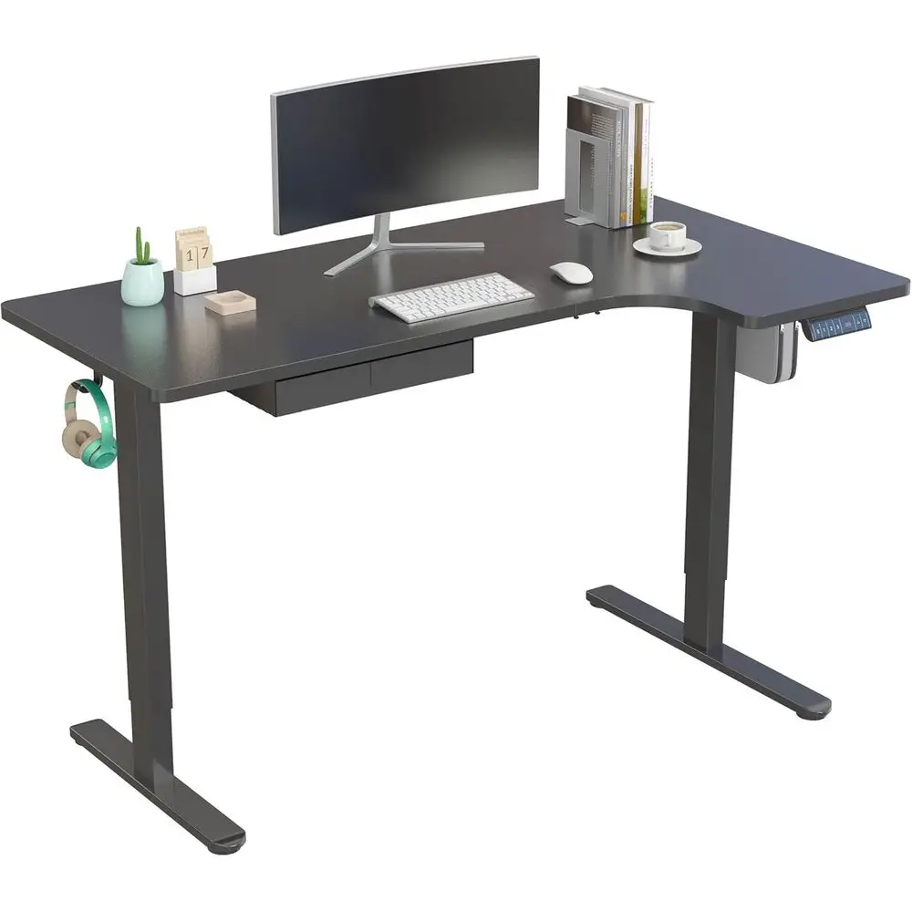 Electric L-Shaped Adjustable Height Desk, Reversible Workstation, Steel Frame, Black
Electric L-Shaped Adjustable Height Desk, Reversible Workstation, Steel Frame, Black