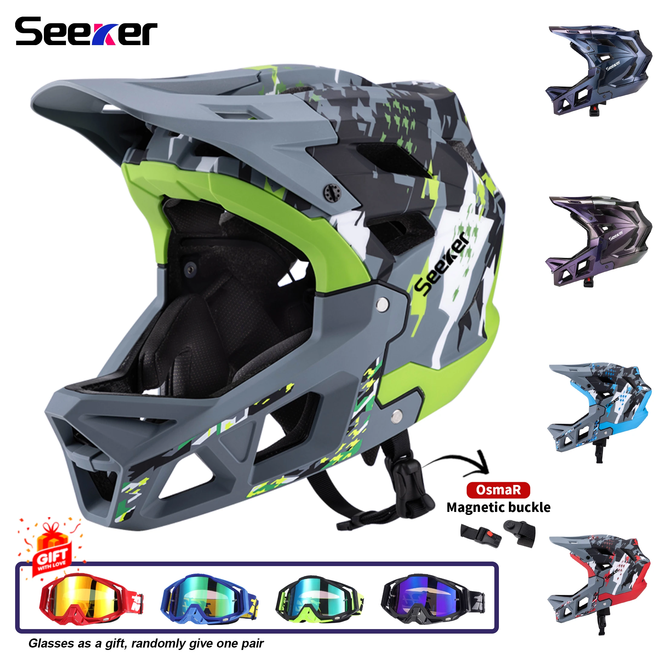 Seeker adult bicycle helmet OsmaR magnetic buckle full cover helmet men and women MTB helmet off-road mountain bike full helmets
Seeker adult bicycle helmet OsmaR magnetic buckle full cover helmet men and women MTB helmet off-road mountain bike full helmets