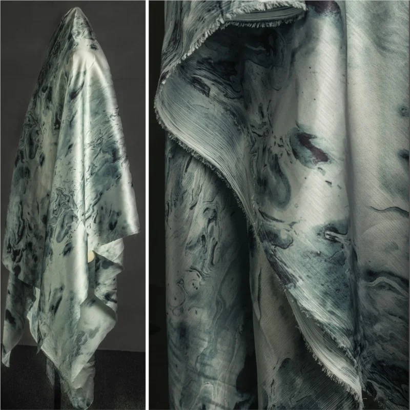 Green ink painting ice silk printed chiffon fabric is comfortable and soft a designer for Hanfu jackets skirts
Green ink painting ice silk printed chiffon fabric is comfortable and soft a designer for Hanfu jackets skirts