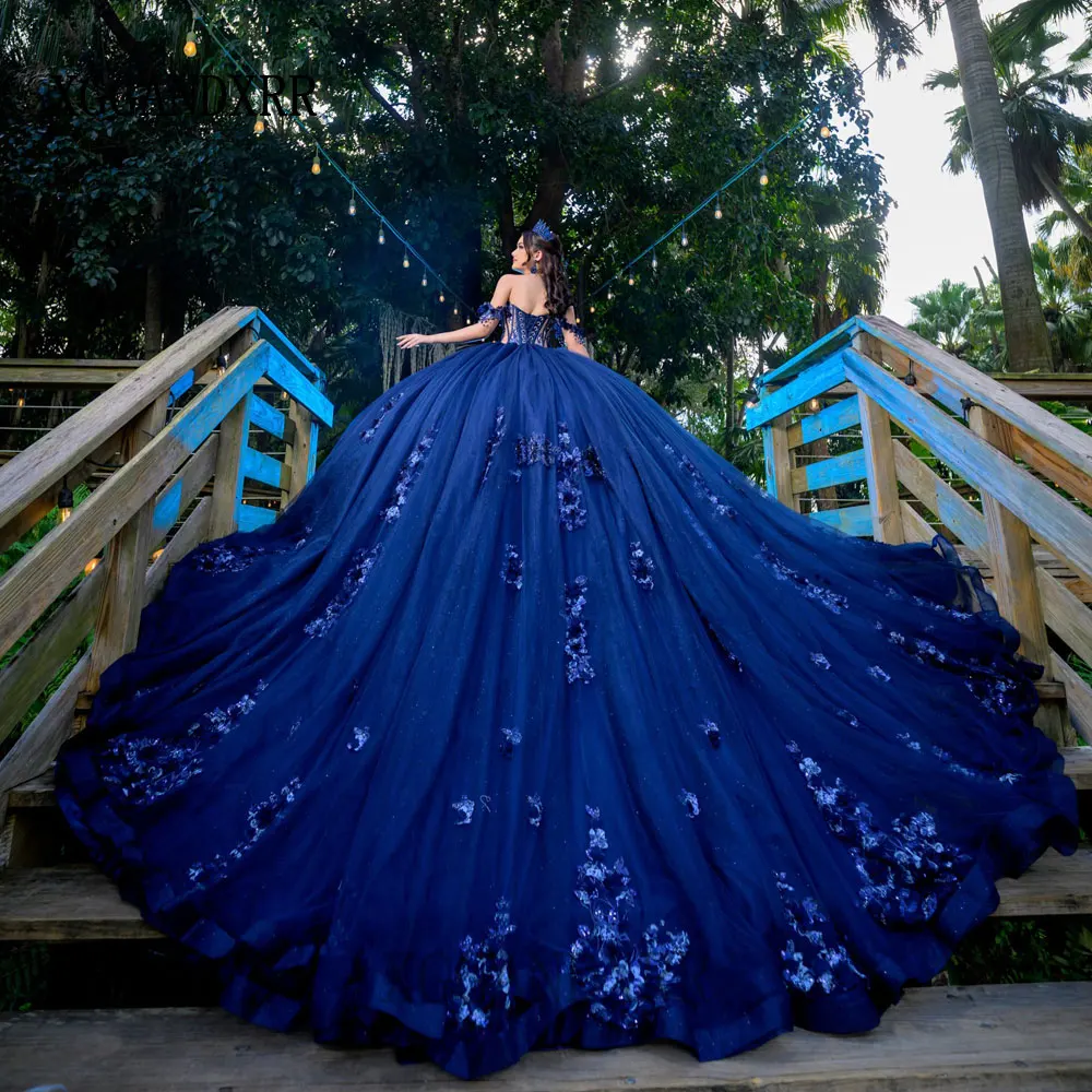 Customized Dark Blue Ball Gown Quinceanera Dress 2026 Luxury Princess Tulle Vestidos De 15 Años 3D Floral Sequin Sweet 16 Dress
Customized Dark Blue Ball Gown Quinceanera Dress 2026 Luxury Princess Tulle Vestidos De 15 Años 3D Floral Sequin Sweet 16 Dress