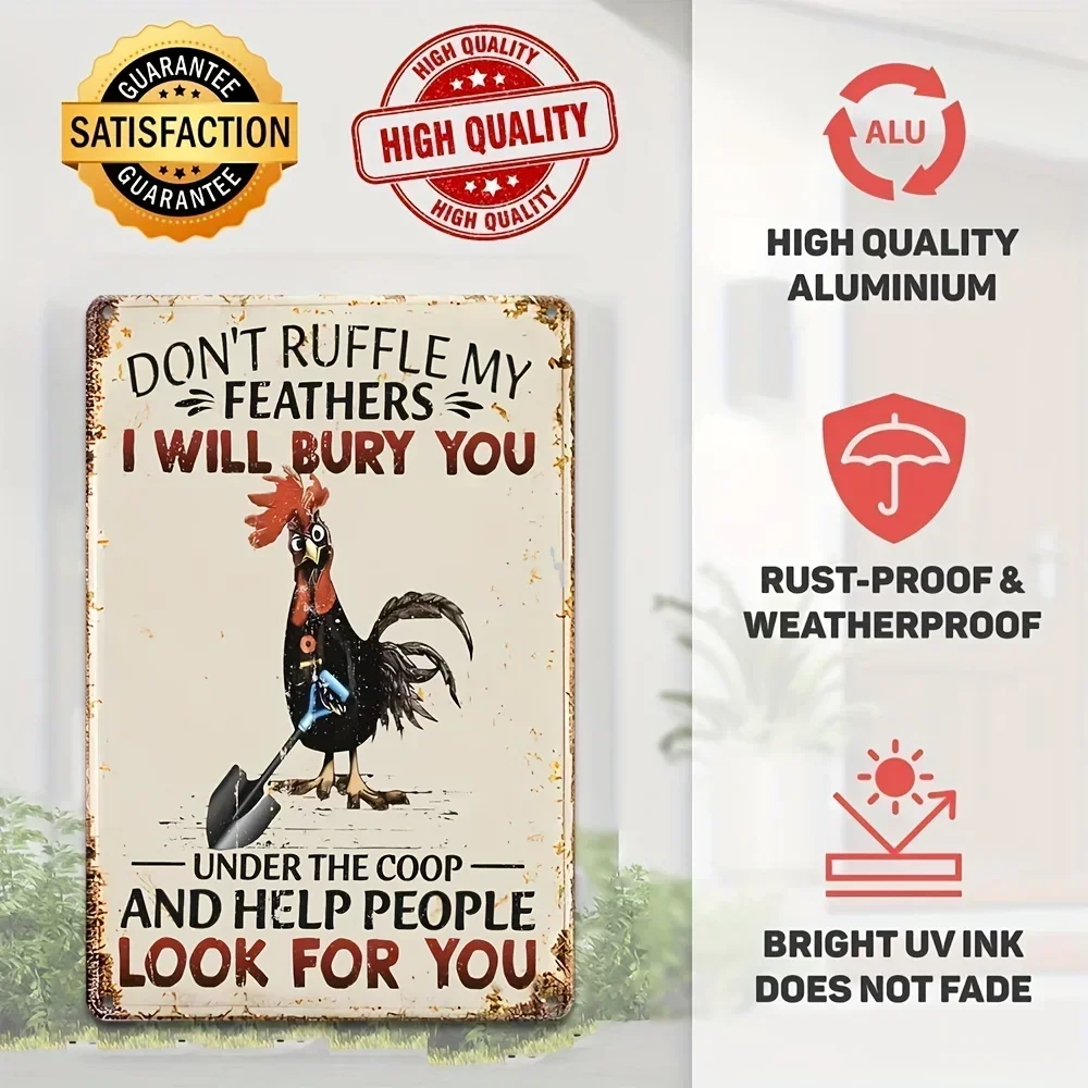 Rustic Home Decor,Charming Rooster Plaque: 'Don't Ruffle My Feathers' - Antique Aluminum Sign For Outdoor Décor
Rustic Home Decor,Charming Rooster Plaque: 'Don't Ruffle My Feathers' - Antique Aluminum Sign For Outdoor Décor