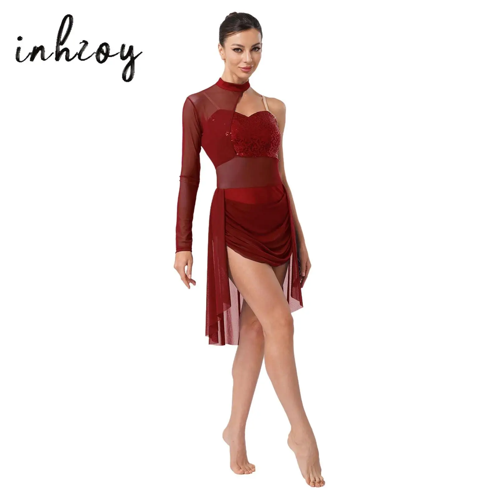 Womens Lyrical Dress Sparkly Sequined Adjustable Spaghetti Strap One Shoulder See-through Mesh Skirted Leotard Modern Dancewear
Womens Lyrical Dress Sparkly Sequined Adjustable Spaghetti Strap One Shoulder See-through Mesh Skirted Leotard Modern Dancewear