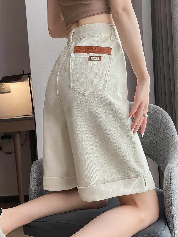 Women's loose and trendy five quarter pants summer thin high waist slimming rolled edge solid color wide leg pants
Women's loose and trendy five quarter pants summer thin high waist slimming rolled edge solid color wide leg pants