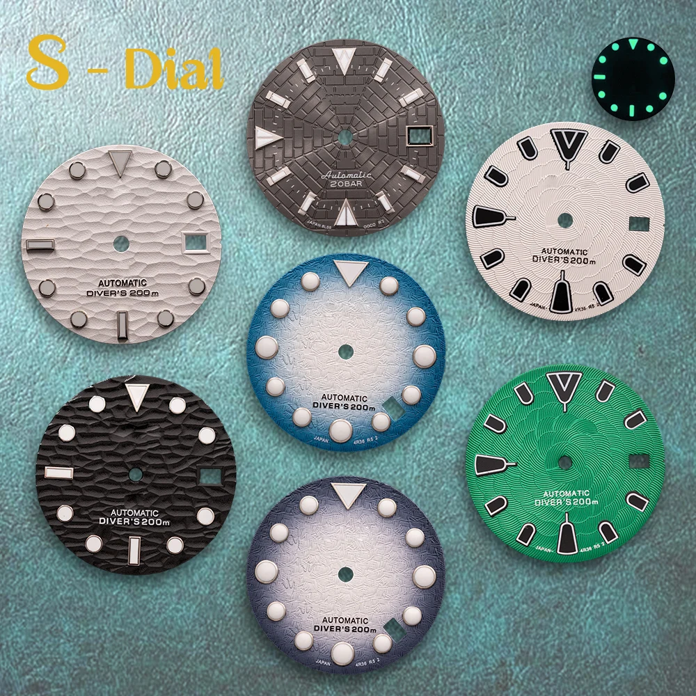 28.5mm S Logo Diver's Dial New Lotus flower Dial Fit NH35/NH36/4R/7S Movement Green Luminous Watch Modification Accessories
28.5mm S Logo Diver's Dial New Lotus flower Dial Fit NH35/NH36/4R/7S Movement Green Luminous Watch Modification Accessories