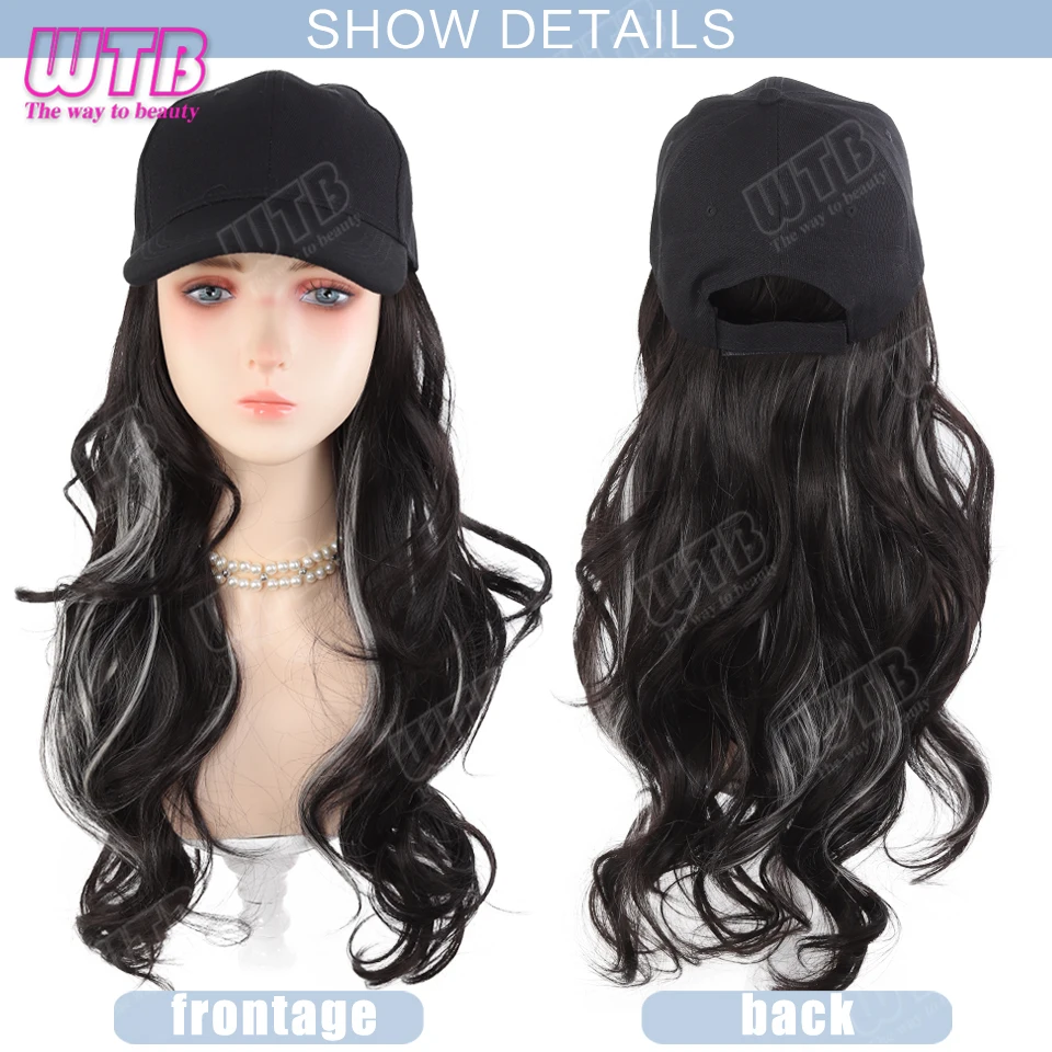 WTB Synthetic Hat Wig Sun Protection Black Baseball Cap with Highlights Big Wavy Curls Suitable for Women's Daily Wear
WTB Synthetic Hat Wig Sun Protection Black Baseball Cap with Highlights Big Wavy Curls Suitable for Women's Daily Wear