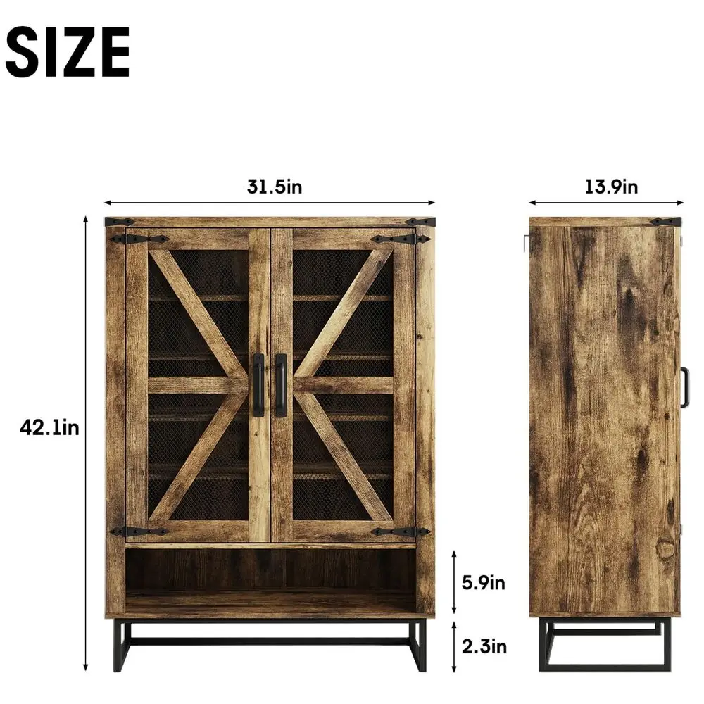 42.1 Farmhouse Shoe Cabinet with Ventilated Mesh Doors, 6Tier Shoe Storage Cabinet with Adjustable Shelves amp Metal Legs, Rust
42.1 Farmhouse Shoe Cabinet with Ventilated Mesh Doors, 6Tier Shoe Storage Cabinet with Adjustable Shelves amp Metal Legs, Rust