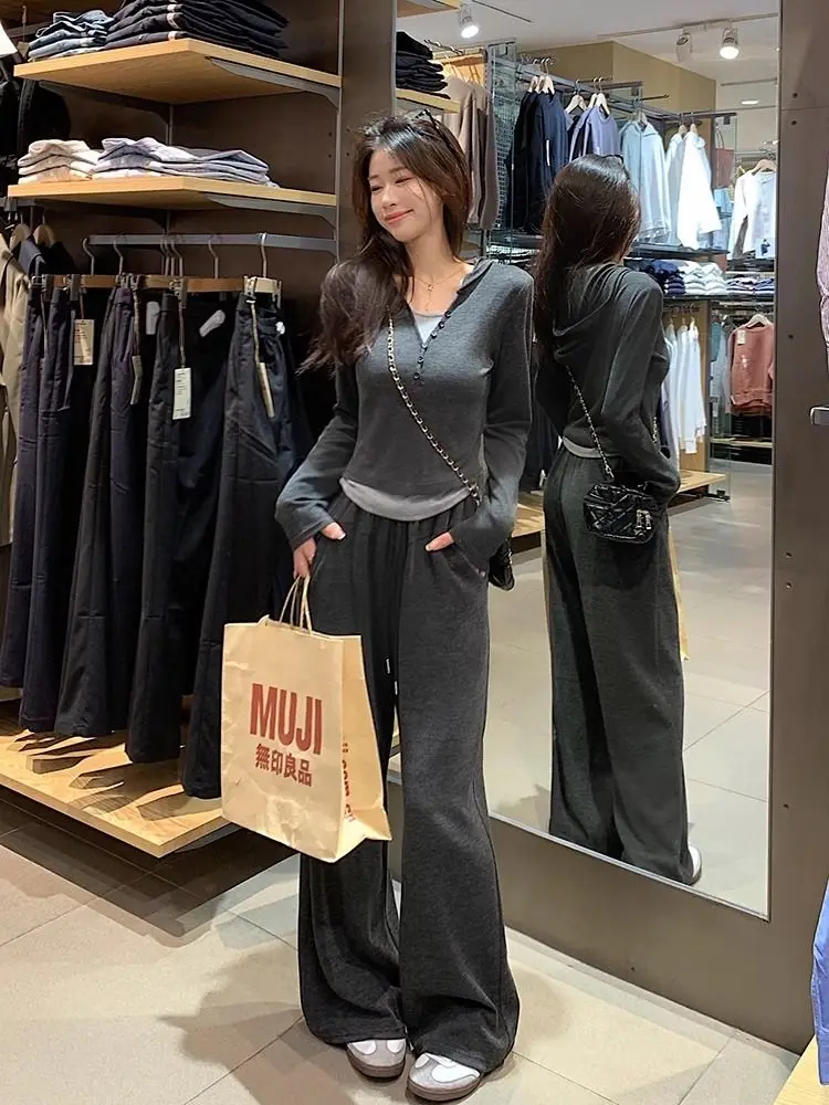 Women's Casual Hoodie Sweatirt Set Spring Autumn High Waist Wide Leg Pants Slimming Top Two Piece Set Faionable Sportswear
Women's Casual Hoodie Sweatirt Set Spring Autumn High Waist Wide Leg Pants Slimming Top Two Piece Set Faionable Sportswear