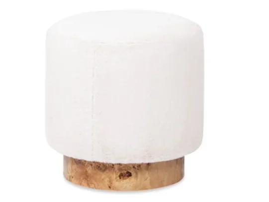 Tilly 16.5" Round Fur Upholstered & Burl Pouf Ottoman, Cottontail White
Tilly 16.5" Round Fur Upholstered & Burl Pouf Ottoman, Cottontail White