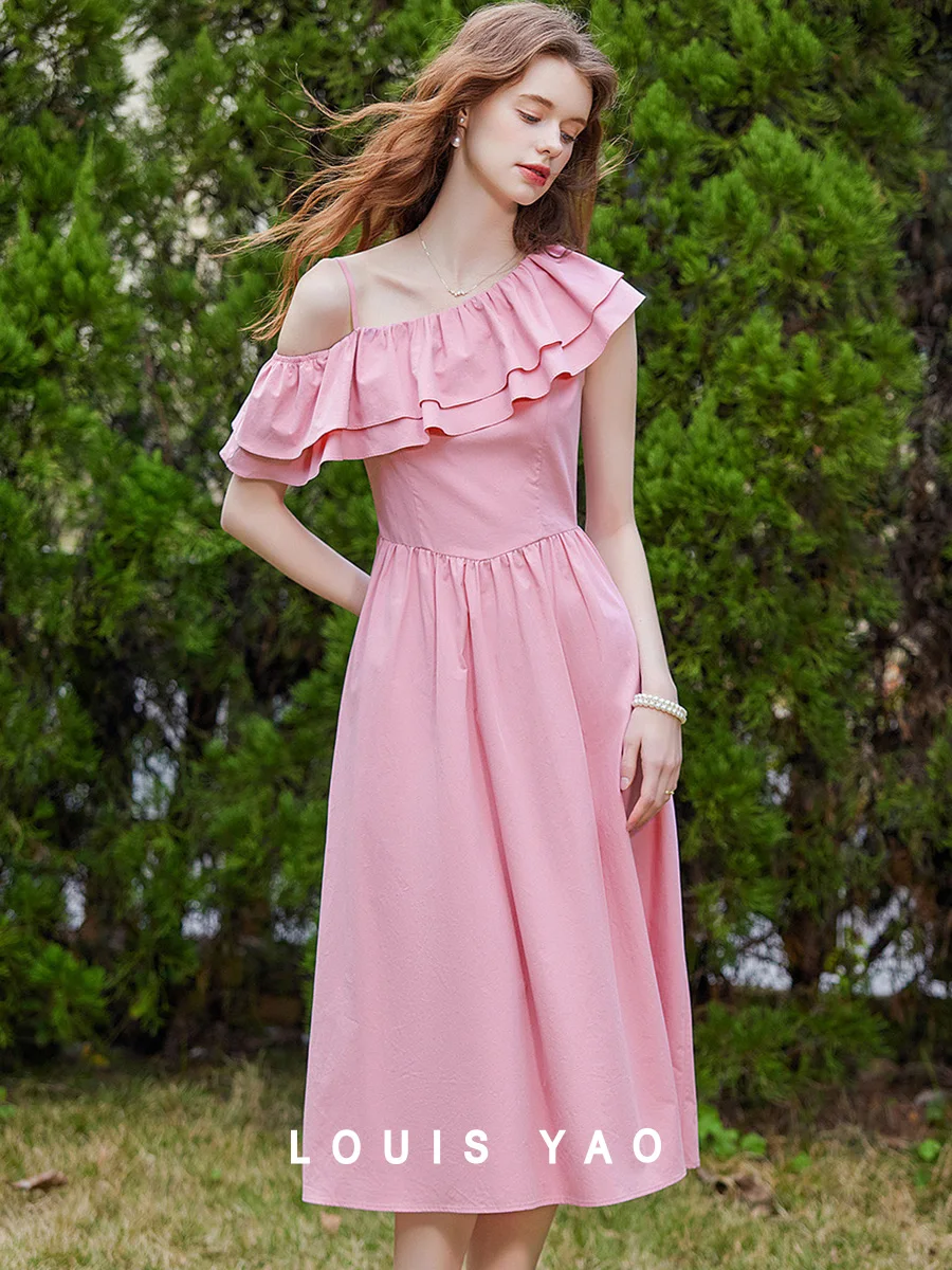 LOUIS YAO Double Layer Ruffle Edge Dress 2025 Summer Fashionable A-line Skirt Slanted Collar Single Side Strap Women's Dress
LOUIS YAO Double Layer Ruffle Edge Dress 2025 Summer Fashionable A-line Skirt Slanted Collar Single Side Strap Women's Dress